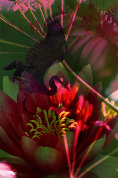 Droomwereld met bloemen en vogel von Anouschka Hendriks