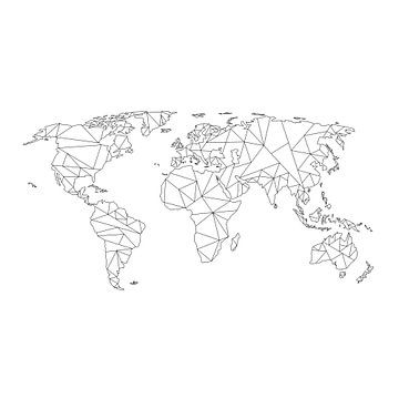 Carte du monde géométrique | Cercle mural sur WereldkaartenShop