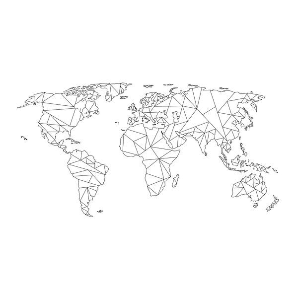 Carte du monde géométrique | Cercle mural sur Wereldkaarten.Shop