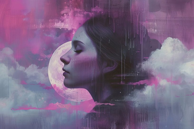 Modernes Frauenporträt | Himmlischer Träumer&#039;s Silhouette von Kunst Laune