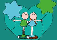 Children with balloons - art for children