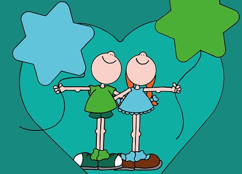 Kinderen met ballonnen - kinderkamer