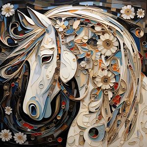 Pferd weiß quilling Stil