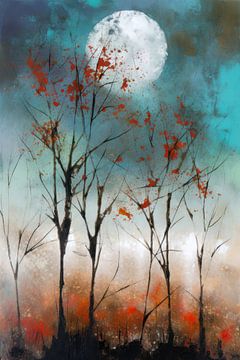 Moon Modern Abstract Fantasy Painting by Preet Lambon