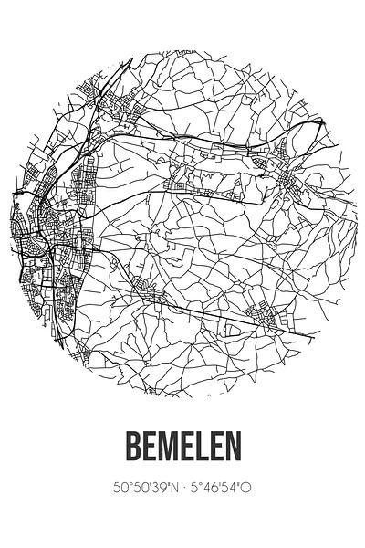 Bemelen (Limburg) | Map | Black and white by Prints of Place