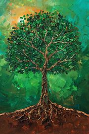 Arbre de vie en vert émeraude sur artefacti