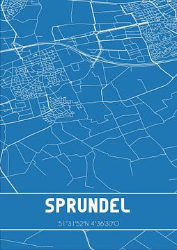 Blauwdruk | Landkaart | Sprundel (Noord-Brabant) van Rezona