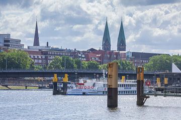 Weser with Schlachte and cathedral towers by Torsten Krüger