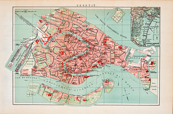 Carte vintage de Venise vers 1900