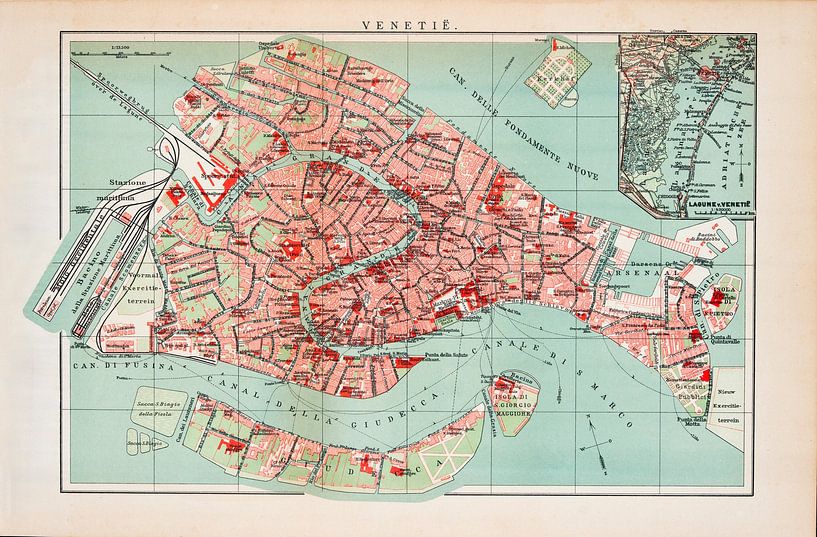 Carte vintage de Venise vers 1900 par Studio Wunderkammer