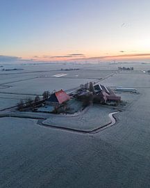 Matin d'hiver au-dessus du paysage frison sur Ewold Kooistra