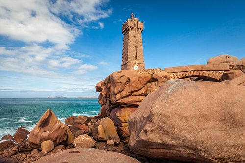 Vuurtoren van Phare de Ploumanac`h, Côte de Granit Rose, Bretagne