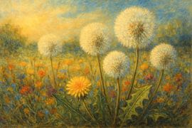 Pusteblumen in romantischer Landschaft von Claudia Gründler