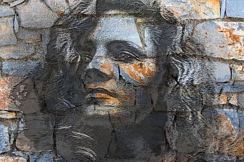 female portrait in wall
