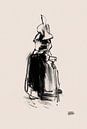 Huizervrouw met wandelstok van Pieter Hogenbirk thumbnail