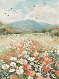 Landschaft mit Wildblumenwiese von IamHomeStudio
