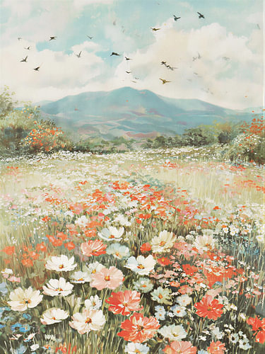 Landschaft mit Wildblumenwiese