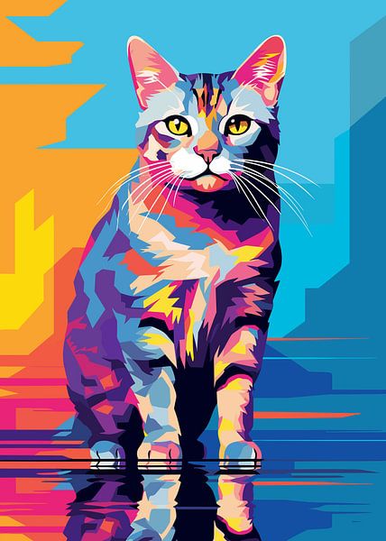 Katze Tier WPAP Pop Art Farbe Stil von Mason Scott