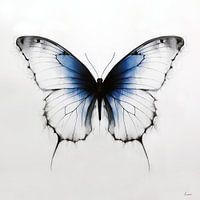 Vlinder in vintage blauw en wit
