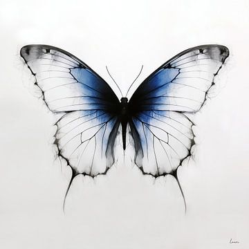 Vlinder in vintage blauw en wit van Lauri Creates