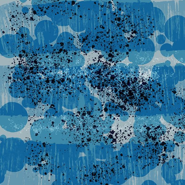 Moderne abstrakte minimalistische Landschaft in Blau und Schwarz. von Dina Dankers