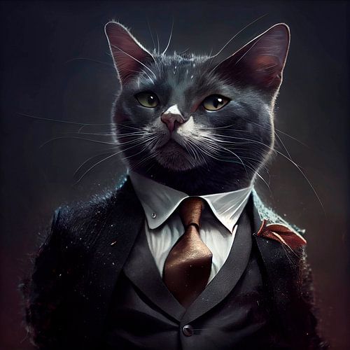 Stately portrait of a Cat in a fancy suit