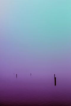 Blauw en paarse mist over de Rijkerswoerdse Plassen von Robert Wiggers