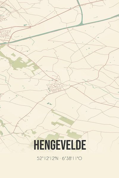 Vieille carte de Hengevelde (Overijssel) par Affiches de lieux