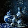 Collection de porcelaine bleue de Delft dans un intérieur classique sur Studio Ypie