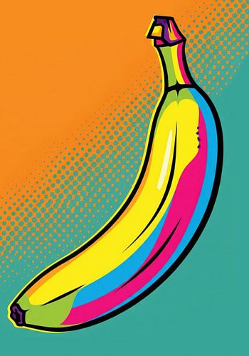 Illustrated Banana with Halftone Background