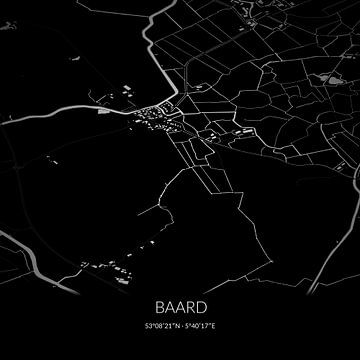 Zwart-witte landkaart van Baard, Fryslan. van Rezona