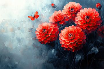 Moderne Rode Bloemen van Kunst Kriebels
