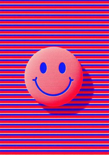 Rode smiley op gestreepte achtergrond