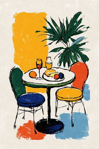 Dining Table Fruit | Relaxing Meals Under Palm Leaves