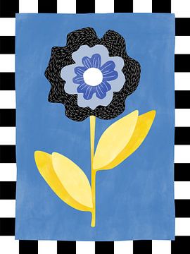 Bloem met blauw en zwart bloemblad van Elena Ristova