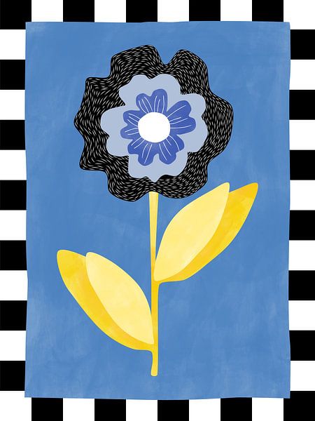 Fleur avec un pétale bleu et noir par Elena Ristova