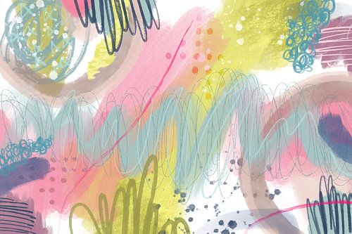 Happy Pastelly II, mixed-media abstract van De Schildertuin