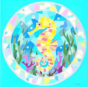 Hippocampe en peinture mosaïque