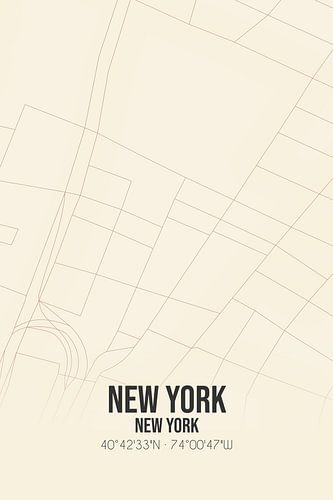 Alte Karte von New York (New York), USA.