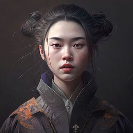Digitale Kunst: "Asiatisches Mädchen" von Carla Van Iersel
