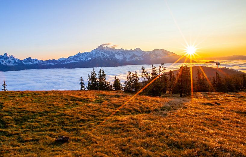 Sunrise on the Dachstein mountains by Christa Kramer