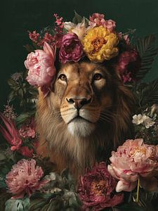 Leeuw in de bloemen