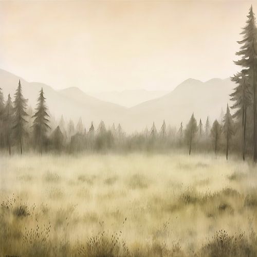 Beige Malerei Ewiger Frieden | Landschaft
