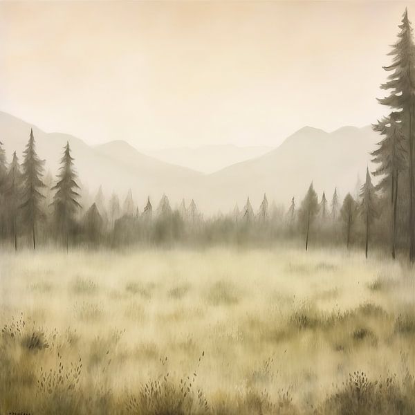 Beige Painting Eternal Peace | Landscape by Eye catching paintings