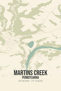 Carte ancienne de Martins Creek (Pennsylvanie), USA. sur Rezona