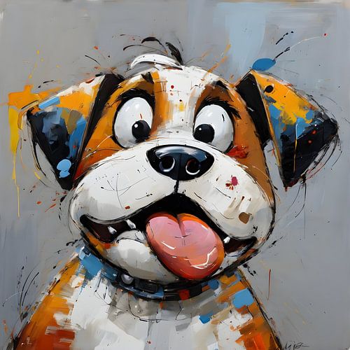 Speelse expressie van een vrolijke hond