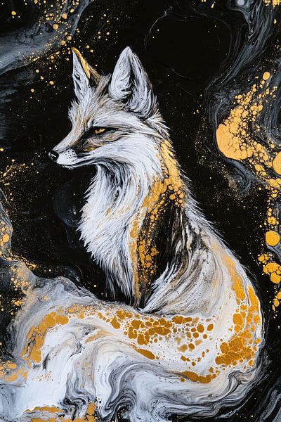 Abstract fox with gold accents by Imperial Art House