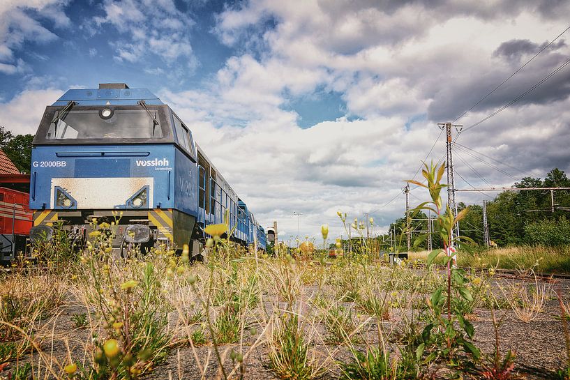 Alte Lokomotive auf einem verlassenen Bahnsteig von Edith Albuschat