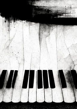 Piano toetsenbord muziekinstrument zwart wit #piano #muziek van JBJart Justyna Jaszke