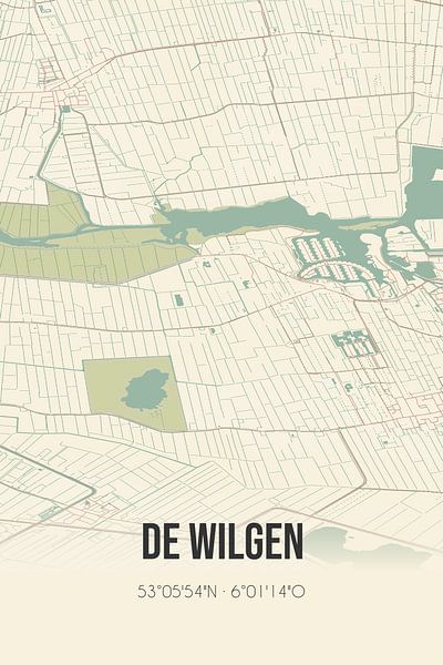Vintage map of De Wilgen (Fryslan) by Prints of Place